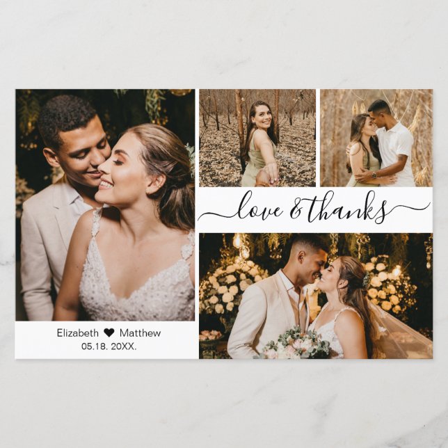 Tarjeta de agradecimiento al Boda de Collage de fo (Anverso)