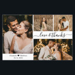 Tarjeta de agradecimiento al Boda de Collage de fo<br><div class="desc">Elegante, moderna mano Lettering Love y gracias al Boda de Collages de fotos Gracias a su tarjeta THIN de bajo presupuesto personalizada. Elegante plantilla de tarjeta de agradecimiento boda con cuatro fotos en la parte delantera y una en la parte posterior. ***POR FAVOR, TEN EN CUENTA QUE! *** PAPEL PRESUPUESTARIO/VOLADOR...</div>
