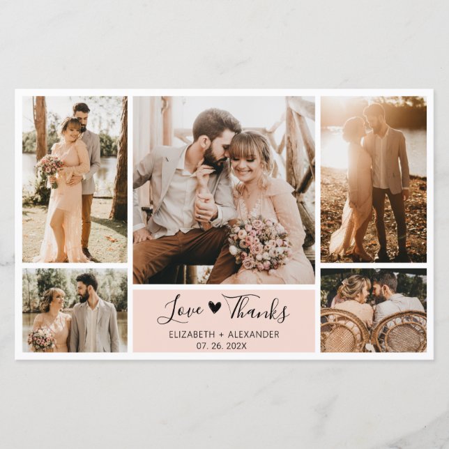 Tarjeta de agradecimiento al Boda de Collage de fo (Anverso)