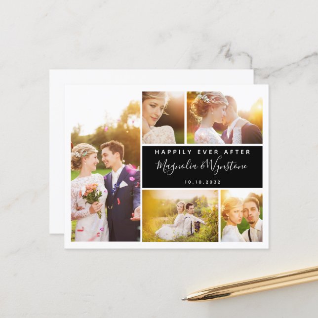 Tarjeta de agradecimiento al Boda de Collage de fo (Anverso/Reverso In Situ)