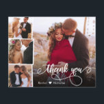 Tarjeta de agradecimiento al Boda de Collage de fo<br><div class="desc">Budget Modern Elegant Handwriter (4) Cuatro Bodas de Collages de fotos Gracias tarjeta delgada de bajo presupuesto personalizada. Elegante plantilla de tarjeta de agradecimiento boda con cuatro fotos en la parte delantera y una en la parte posterior. El texto de "Gracias" en una tipografía con letras a mano rápida swash...</div>