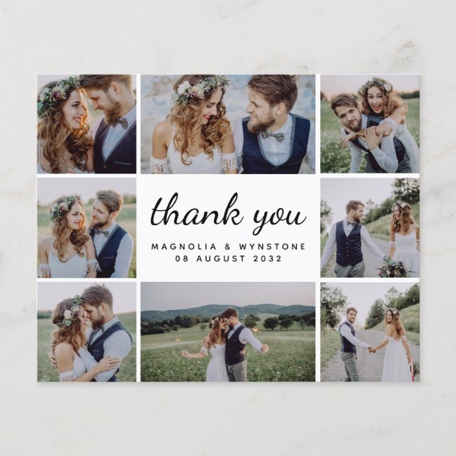 Tarjeta de agradecimiento al Boda de Collage de fo (Anverso)