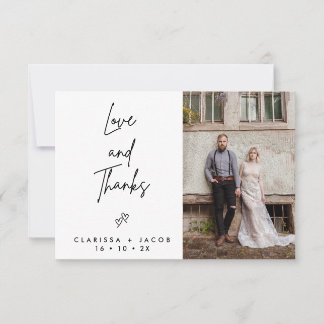 Tarjeta de agradecimiento al Boda de corazón minim (Anverso)
