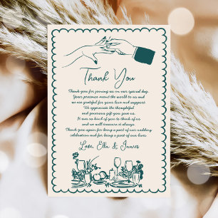 Tarjeta de agradecimiento al Boda de dibujo engaño