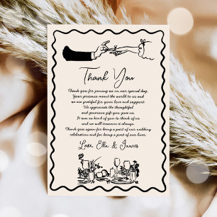Tarjeta de agradecimiento al Boda de dibujo engaño