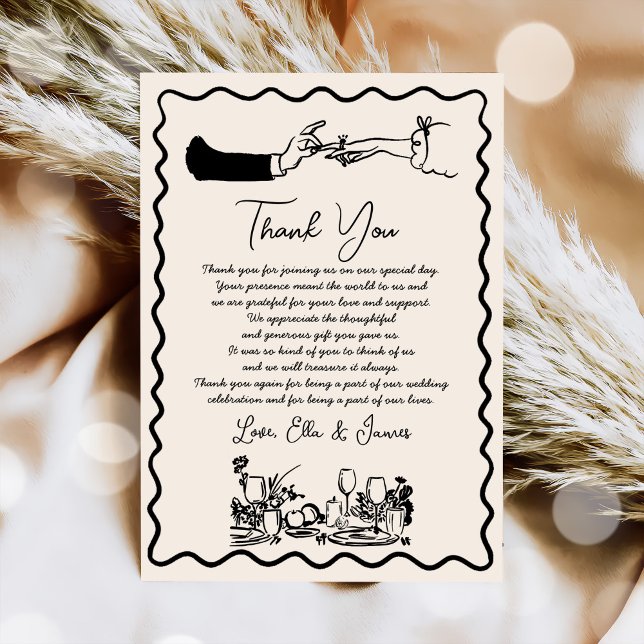 Tarjeta de agradecimiento al Boda de dibujo engaño (Subido por el creador)