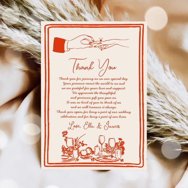 Tarjeta de agradecimiento al Boda de dibujo engaño (Subido por el creador)