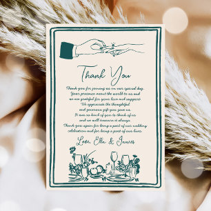 Tarjeta de agradecimiento al Boda de dibujo engaño