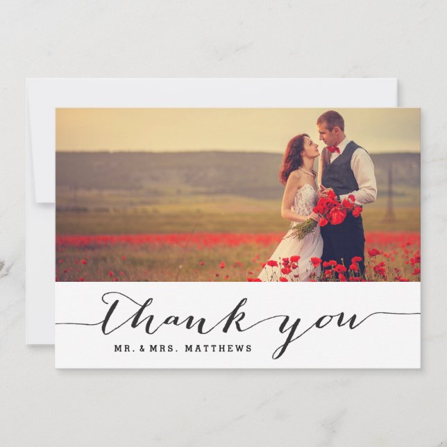 Tarjeta de agradecimiento al Boda de escritura a m (Anverso)