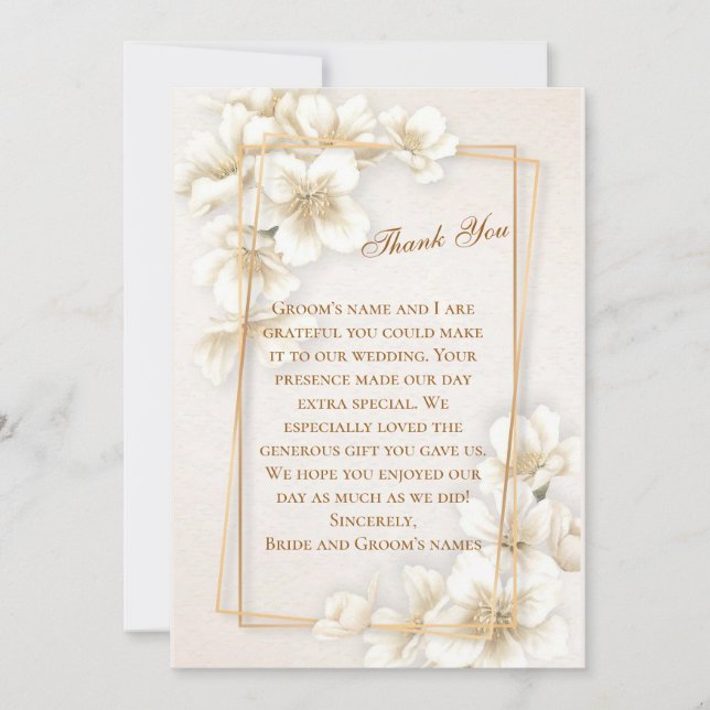 Tarjeta de agradecimiento al Boda de flor de mader (Anverso)
