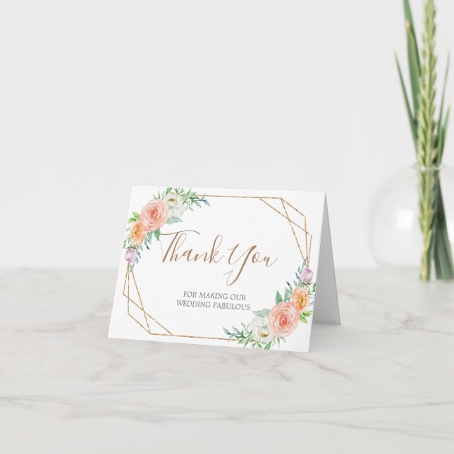 Tarjeta de agradecimiento al Boda de flores geomét (Anverso)