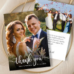 Tarjeta de agradecimiento al Boda de fotografía 2<br><div class="desc">Moderna Y Elegante Typografía Boda 2 Tarjeta De Agradecimiento Fotográfico. Elegante boda Minimalista de agradecimiento plantilla que incluye una foto vertical completa en el frente con el texto "Gracias" en una caligrafía con letras a mano swash guion de cola superpuesta en blanco en la imagen. Al fondo una foto y...</div>