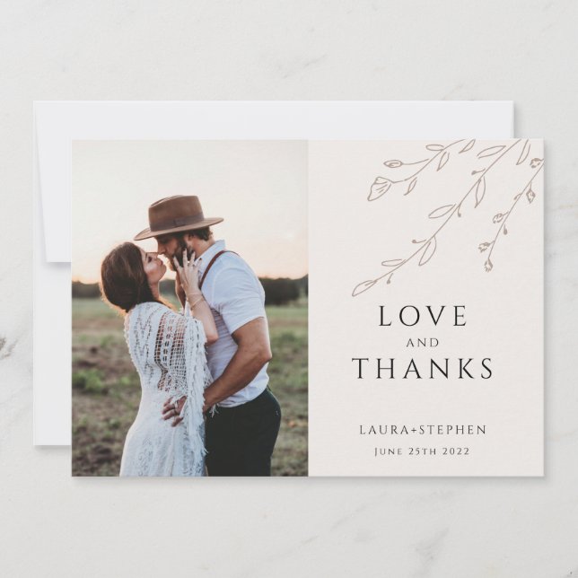 Tarjeta de agradecimiento al Boda de fotografía bo (Anverso)