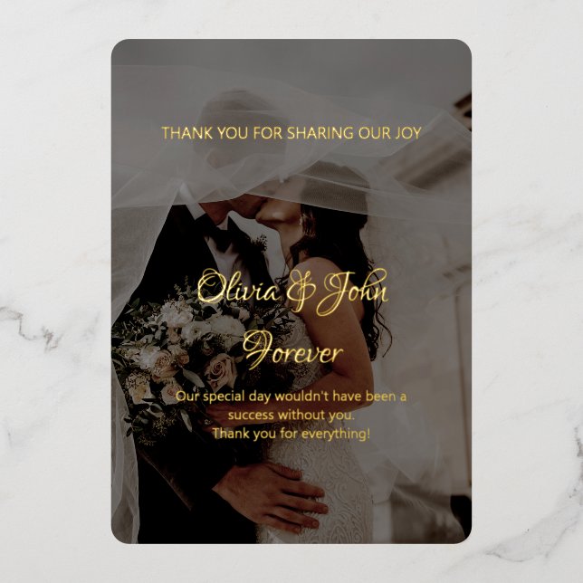Tarjeta de agradecimiento al boda de fotografía mo (Anverso)