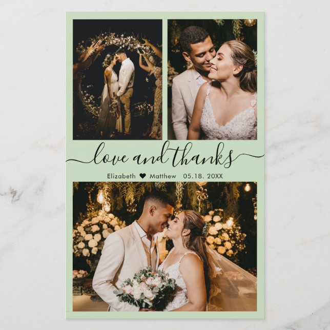 Tarjeta de agradecimiento al Boda de fotografías d (Anverso)
