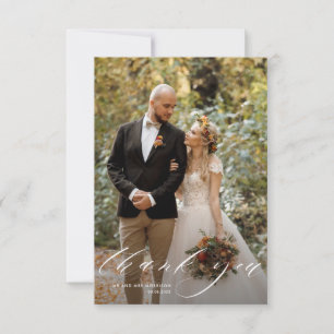 tarjeta de agradecimiento al boda de fotos con let