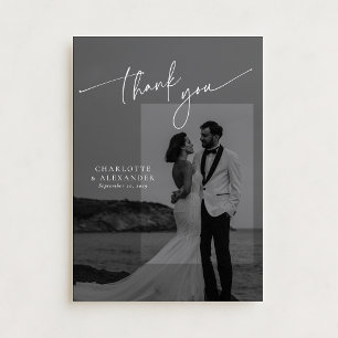 Tarjeta de agradecimiento al boda de fotos de escr