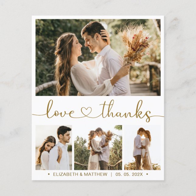 Tarjeta de agradecimiento al Boda de fotos de guió (Anverso)