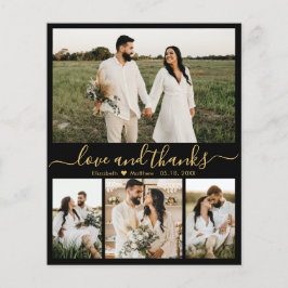 Tarjeta de agradecimiento al Boda de fotos de oro