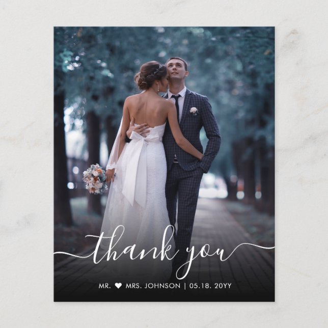 Tarjeta de agradecimiento al Boda de fotos de scri (Anverso)