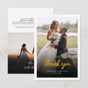 Tarjeta de agradecimiento al Boda de fotos de scri
