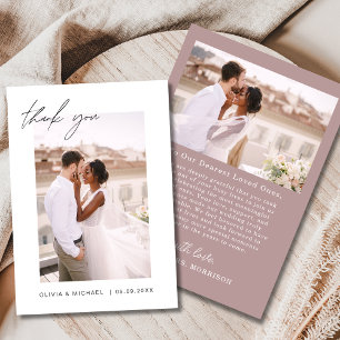 Tarjeta de agradecimiento al Boda de fotos Mauve P