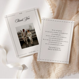Tarjeta de agradecimiento al boda de fotos minimal