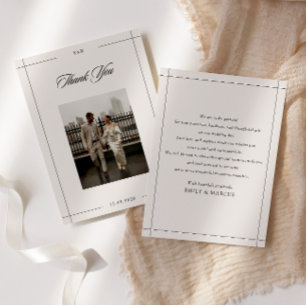 Tarjeta de agradecimiento al boda de fotos minimal