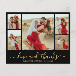 Tarjeta de agradecimiento al Boda de fotos negro d