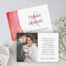 Tarjeta de agradecimiento al Boda de fotos rosa de