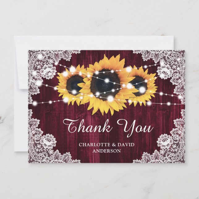 Tarjeta de agradecimiento al Boda de girasol de Bo (Anverso)