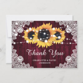 Tarjeta de agradecimiento al Boda de girasol de Bo