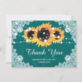 Tarjeta de agradecimiento al Boda de girasol verde