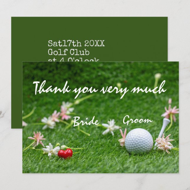 Tarjeta de agradecimiento al Boda de golf (Anverso / Reverso)