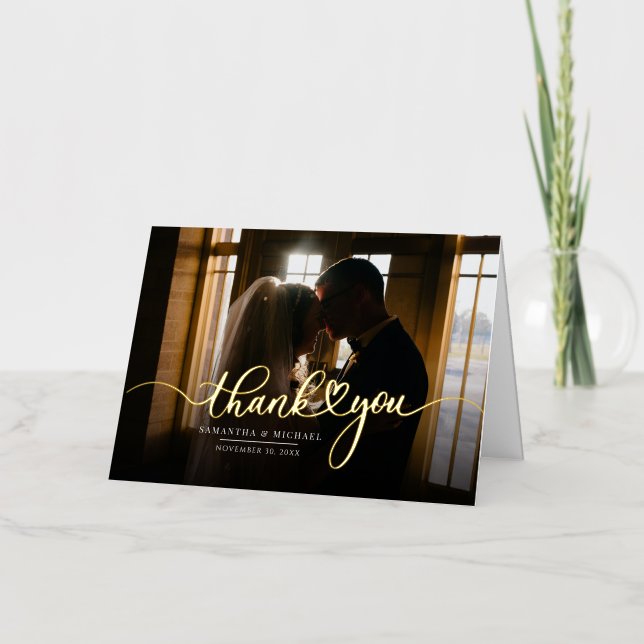 Tarjeta de agradecimiento al Boda de guiones fotog (Anverso)