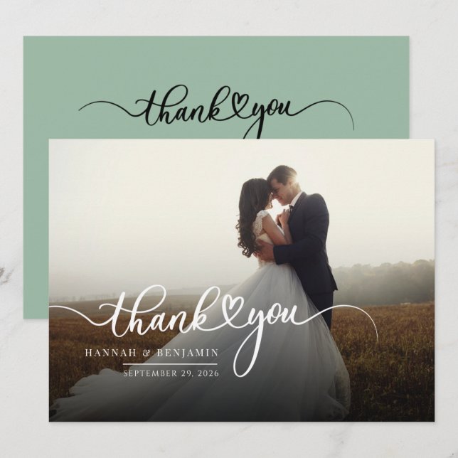 Tarjeta de agradecimiento al Boda de guiones fotog (Anverso / Reverso)