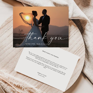 Tarjeta de agradecimiento al Boda de guiones minim