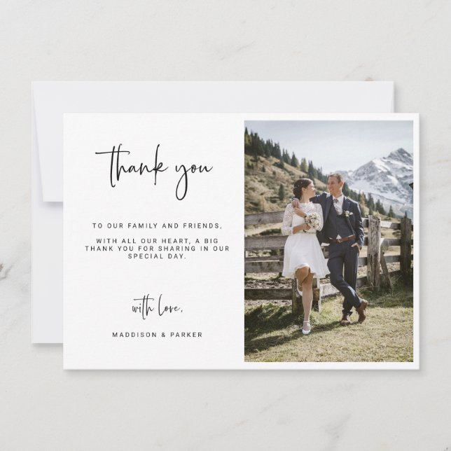 Tarjeta de agradecimiento al Boda de guiones minim (Anverso)