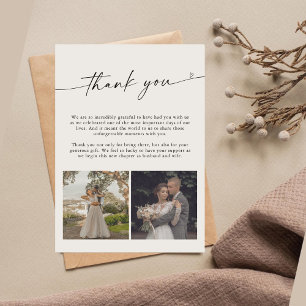 Tarjeta de agradecimiento al Boda de guiones moder