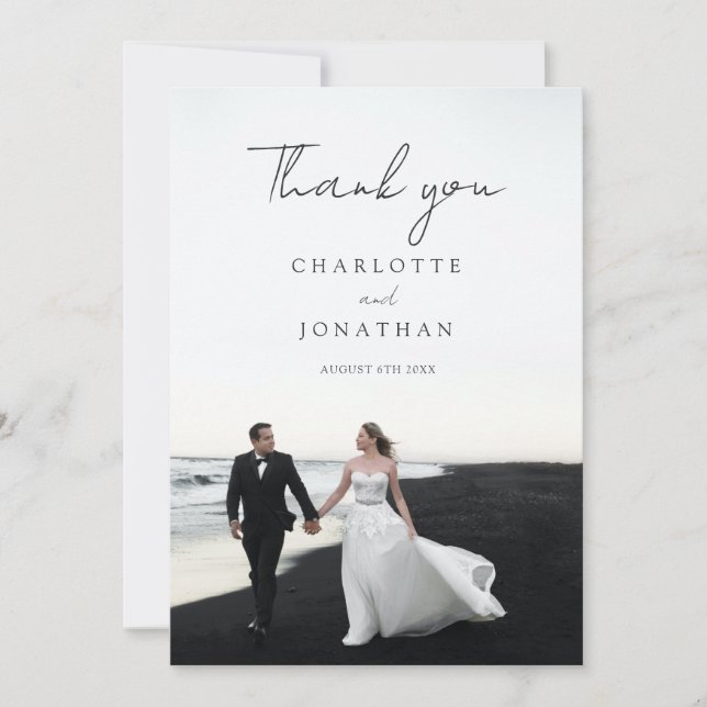 Tarjeta de agradecimiento al Boda de guiones moder (Anverso)
