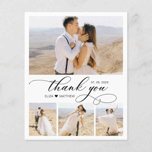 Tarjeta de agradecimiento al Boda de Heart Script  (Anverso)