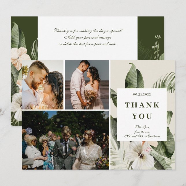 Tarjeta de agradecimiento al Boda de hibiscus boho (Anverso / Reverso)