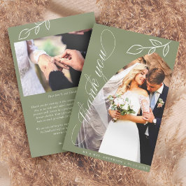 Tarjeta de agradecimiento al Boda de hoja botánica