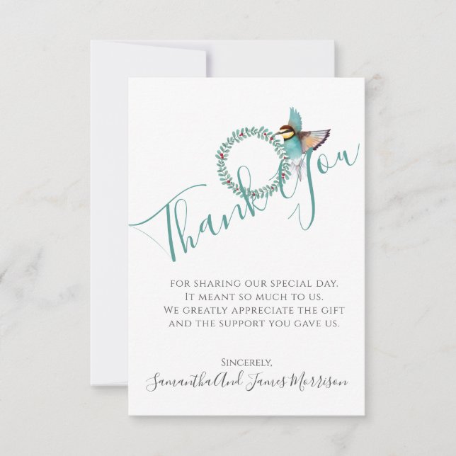 Tarjeta de agradecimiento al Boda de Hummingbird W (Anverso)