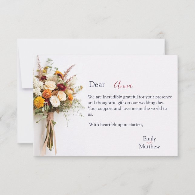 Tarjeta de agradecimiento al Boda de la boda de ot (Anverso)