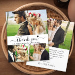 Tarjeta de agradecimiento al Boda de la colección<br><div class="desc">Presupuesto, Minimalista Modern Elegant "Gracias" Script 3 Collage de fotos Boda Gracias a la tarjeta delgada personalizada de bajo presupuesto asequible. Elegante plantilla de tarjeta de agradecimiento boda con cuatro fotos en la parte delantera y una en la parte posterior. ***POR FAVOR, TEN EN CUENTA QUE! *** PAPEL PRESUPUESTARIO/VOLADOR ES...</div>