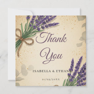 Tarjeta de agradecimiento al Boda de Lavanda Rústi