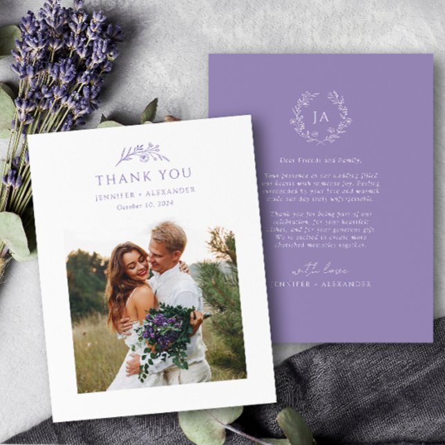 Tarjeta de agradecimiento al Boda de Monograma Lav (Subido por el creador)