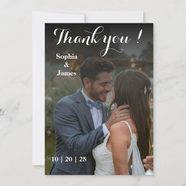 Tarjeta de agradecimiento al Boda de overlay moder (Anverso)