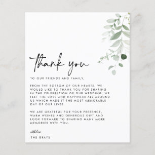 Tarjeta de agradecimiento al Boda de PRESUPUESTO